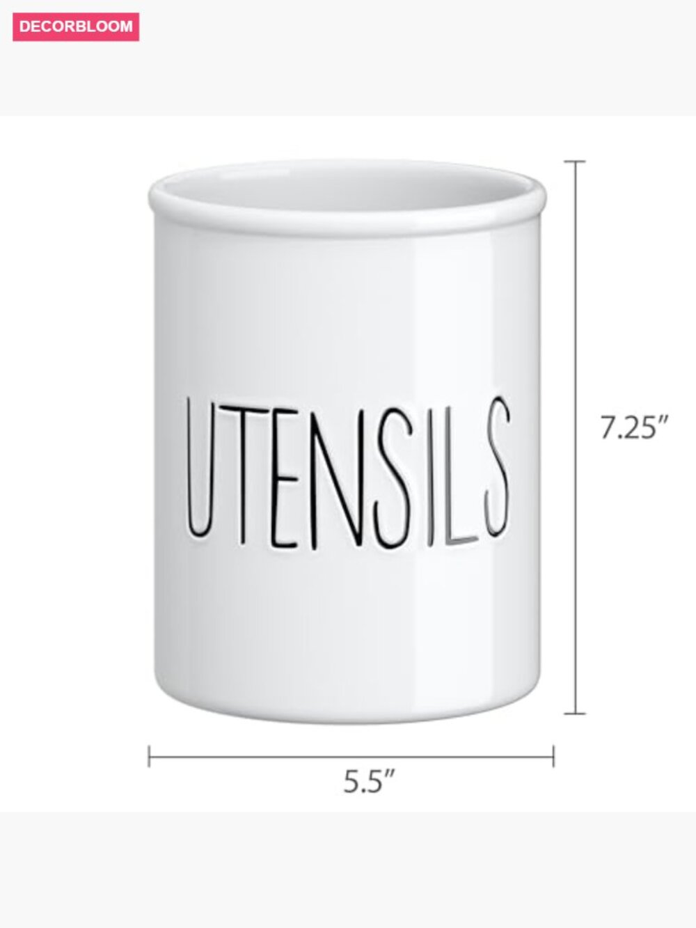 Large Ceramic Utensil Holder for Countertop, Farmhouse Kitchen Crock, Spatula - Picture 3 of 7